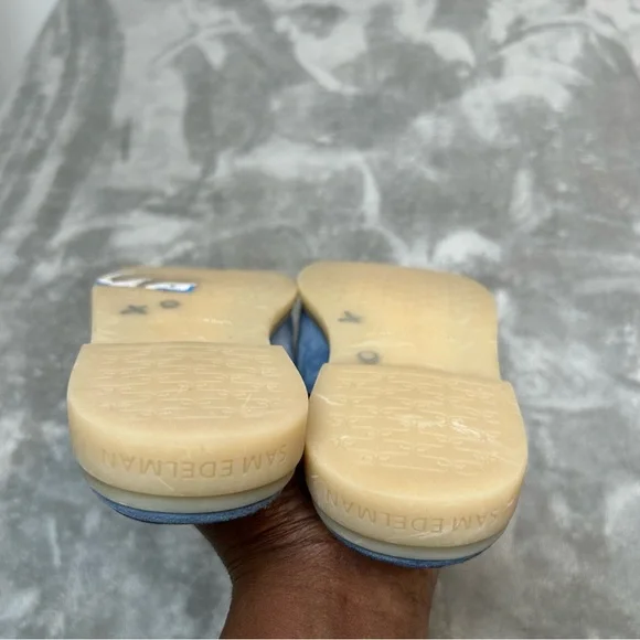 Sam Edelman Women’s Kira Blue & Gold Stone Suede Mule Size 9 M Slide On Shoes - Picture 9 of 16